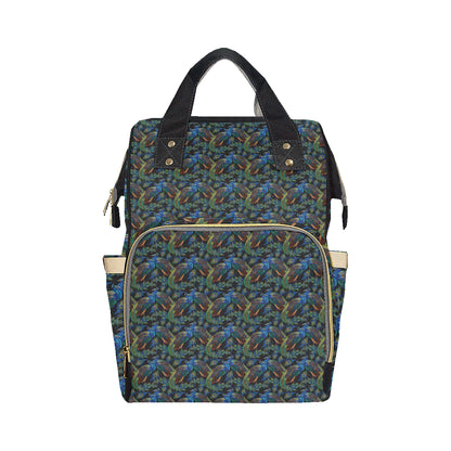 Peacock Themed Design Print Diaper Bag Backpack
