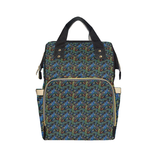 Peacock Themed Design Print Diaper Bag Backpack