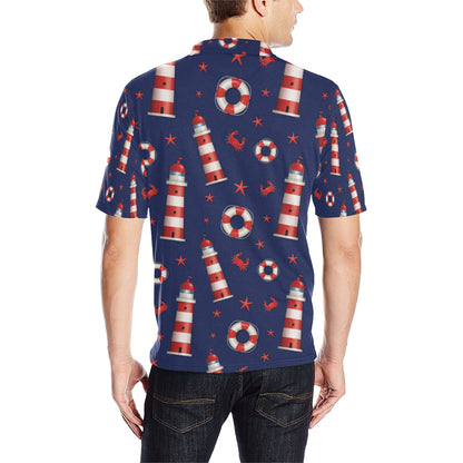Nautical Pattern Print Design A03 Men Polo Shirt