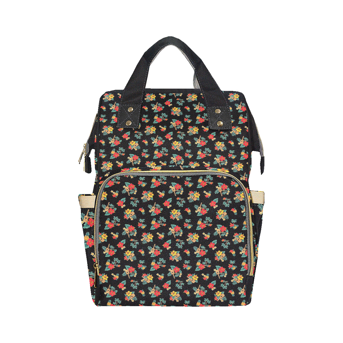 Hawaiian Flower Themed Print Diaper Bag Backpack