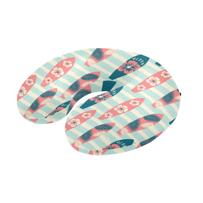 Aloha Hawaii Surfboard Pattern Print Design 02 U-Shaped Travel Neck Pillow
