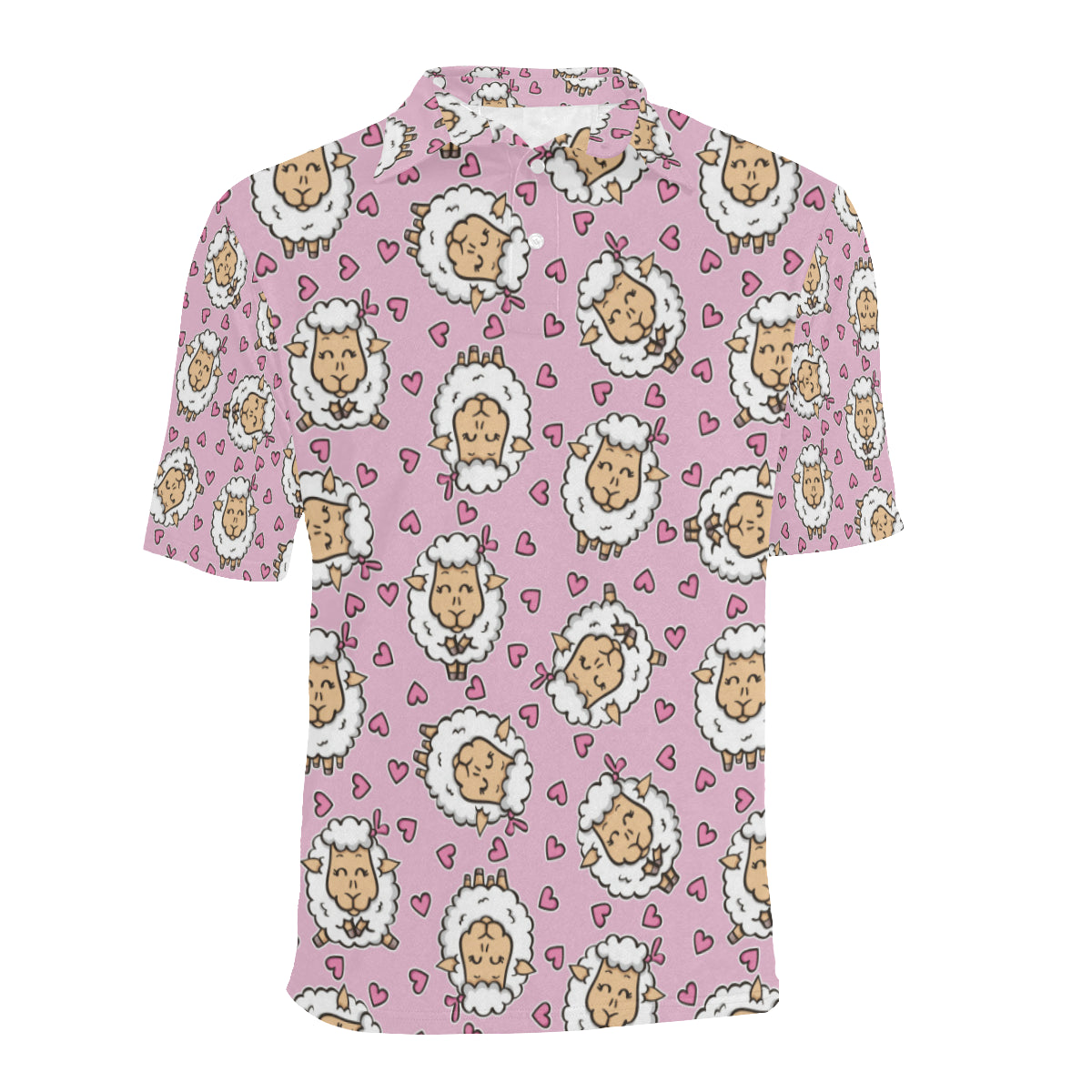 Sheep Cute Pattern Print Design 01 Men Polo Shirt