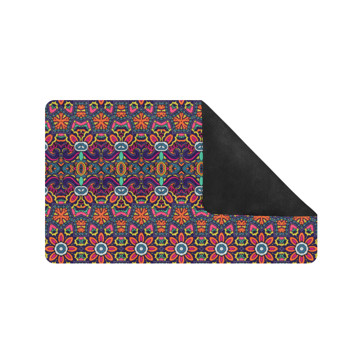 Ethnic Flower Style Print Pattern Rubber Doormat