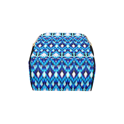 Ikat Blue Pattern Print Design 01 Diaper Bag Backpack