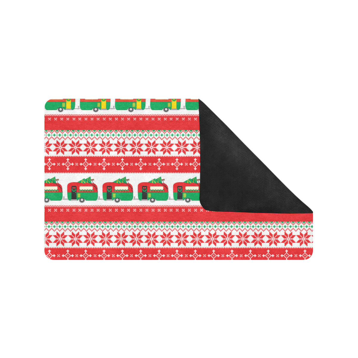 Camper Camping Ugly Christmas Design Print Rubber Doormat