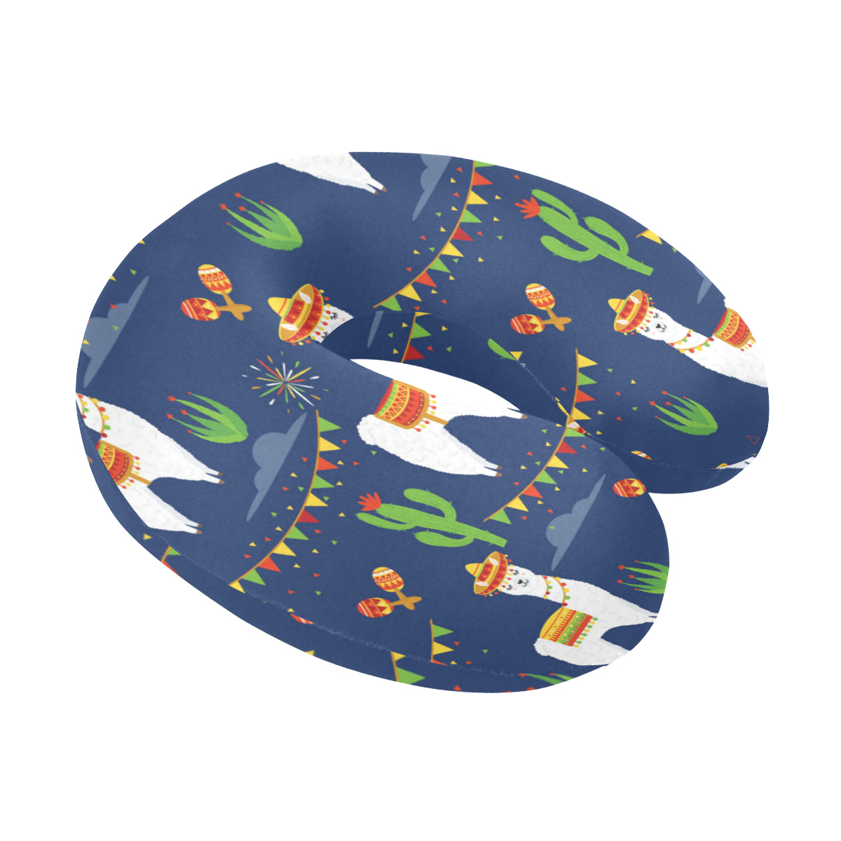 Llama Cactus Pattern Print Design 05 U-Shaped Travel Neck Pillow