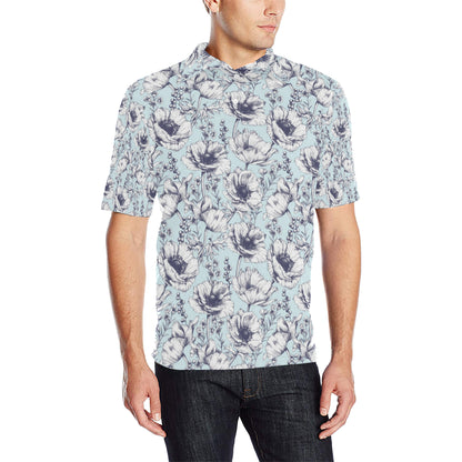 Anemone Pattern Print Design 02 Men Polo Shirt