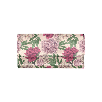 Peony Pattern Print Design A01 Women's Trifold Wallet
