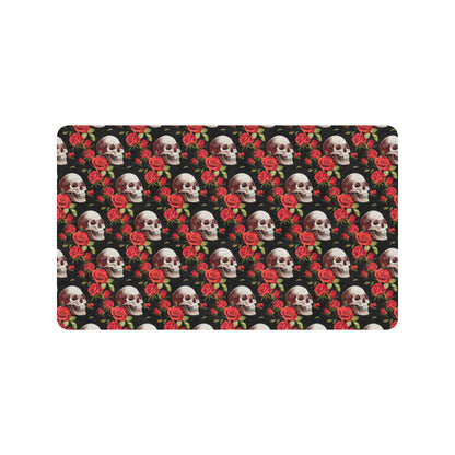 Red Rose Skull Design Print Rubber Doormat