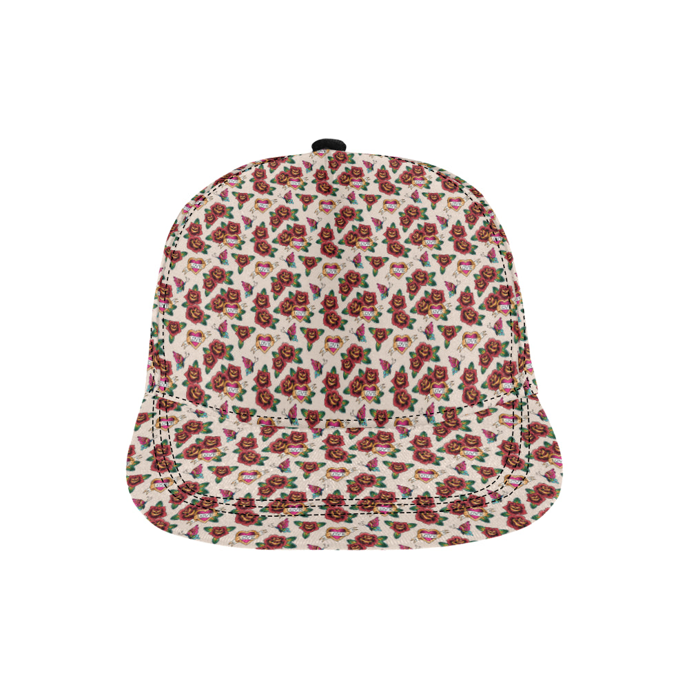 Old School Tattoo Rose Pattern Snapback Cap