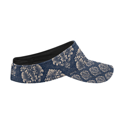 Damask Blue Luxury Print Pattern Unisex Sun Visor