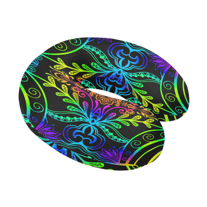 Neon Trible Rainbow Pattern Print Design A01 U-Shaped Travel Neck Pillow