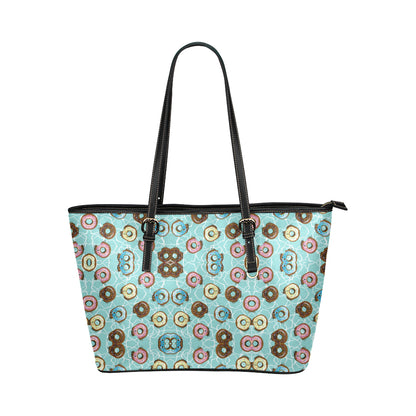 Emoji Donut Print Pattern Leather Tote Bag