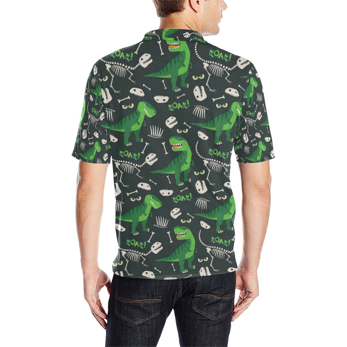 T Rex Pattern Print Design A05 Men Polo Shirt