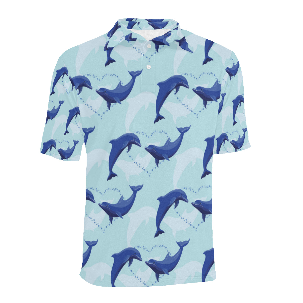 Dolphin Heart Pattern Men Polo Shirt