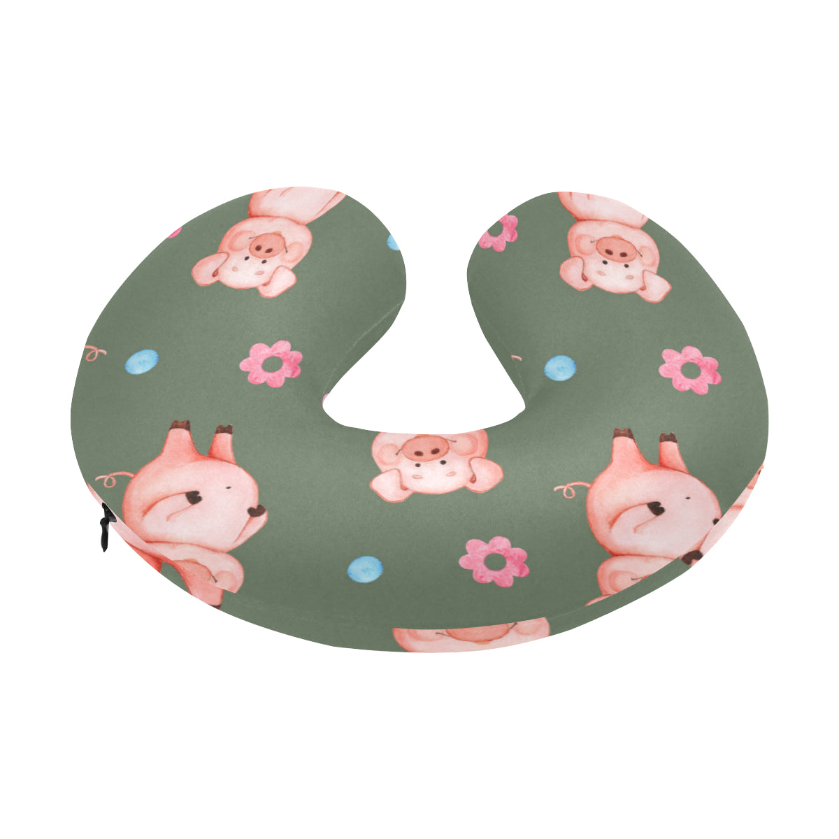 Pig Pattern Print Design 03 U-Shaped Travel Neck Pillow
