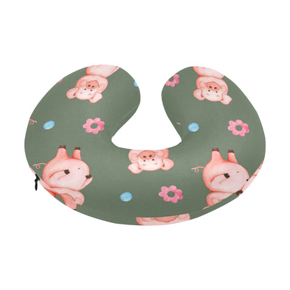 Pig Pattern Print Design 03 U-Shaped Travel Neck Pillow