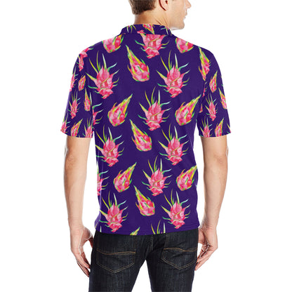 Dragonfruit Pattern Print Design DF02 Men Polo Shirt