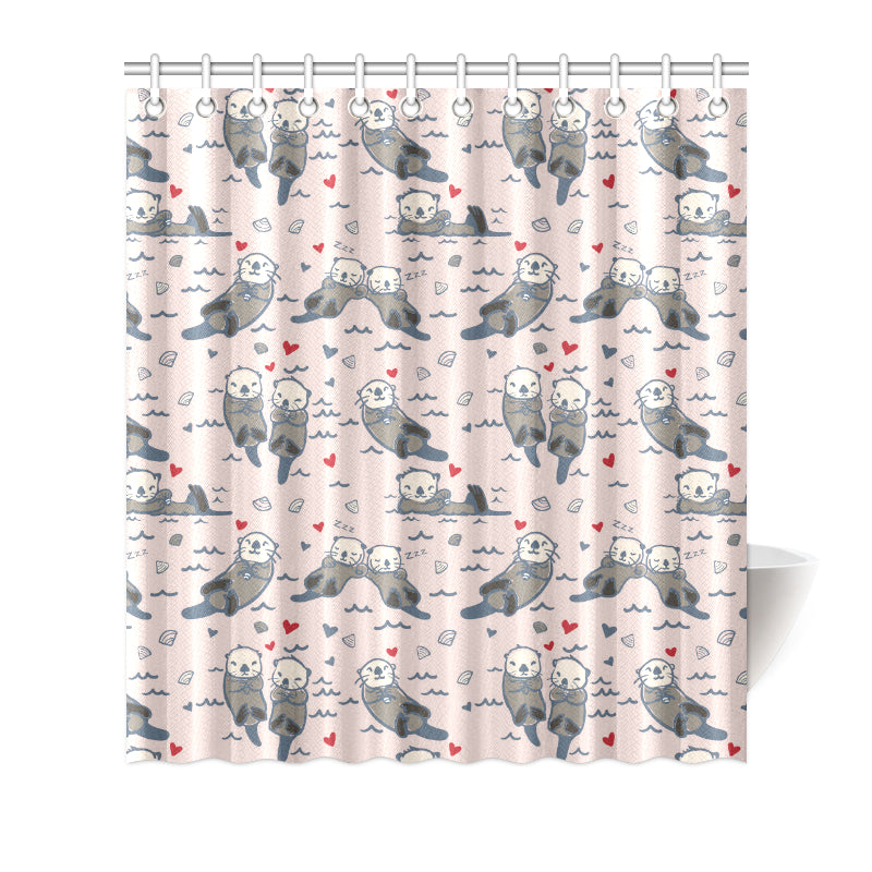 Sea Otter Pattern Print Design 02 Shower Curtain