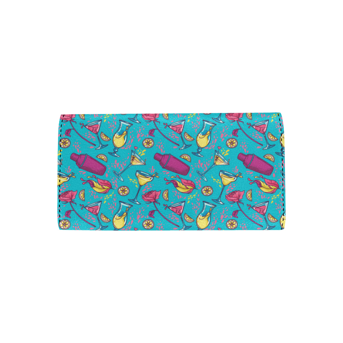 Cocktail Pattern Print Design 03 Women's Trifold Wallet