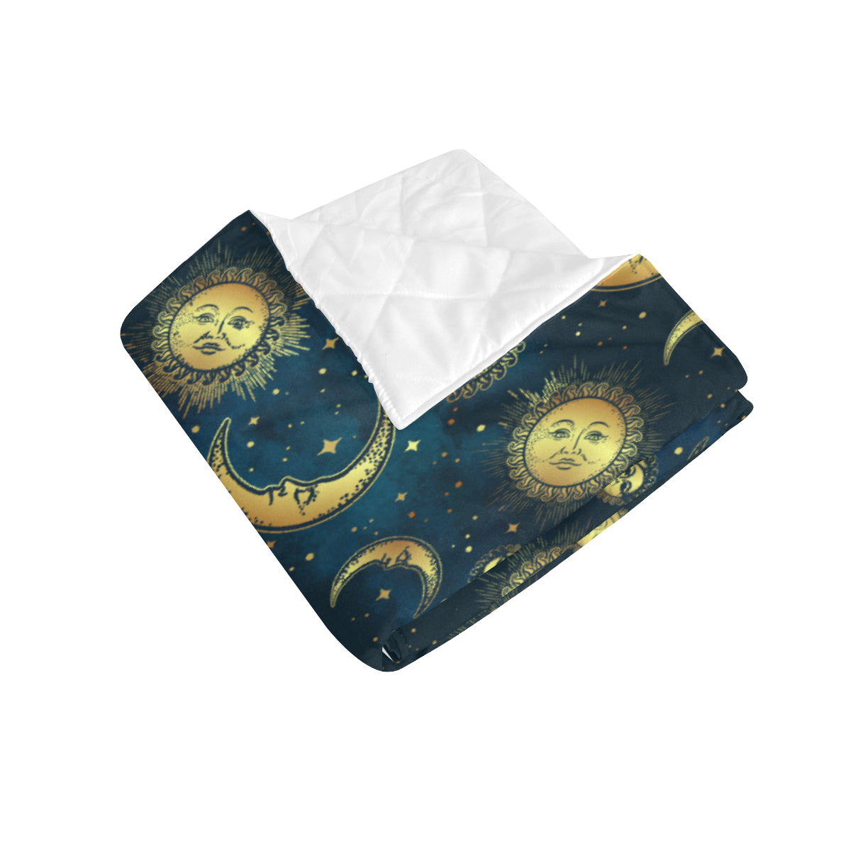 Gold Sun Moon Face Premium Quilt