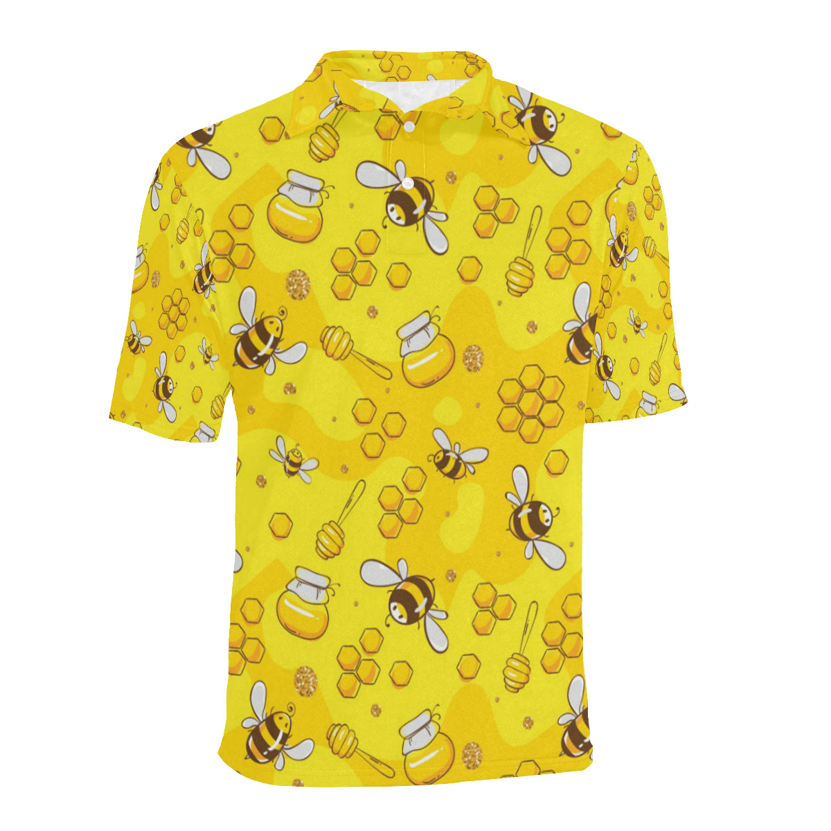 Bee Pattern Print Design BEE01 Men Polo Shirt