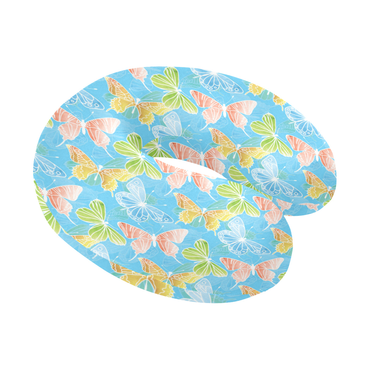 Butterfly Pattern Print Design 05 U-Shaped Travel Neck Pillow