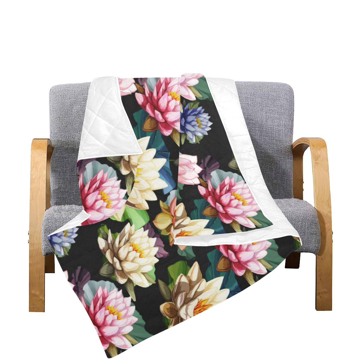 Water Lily Pattern Print Design WL02 Premium Quilt