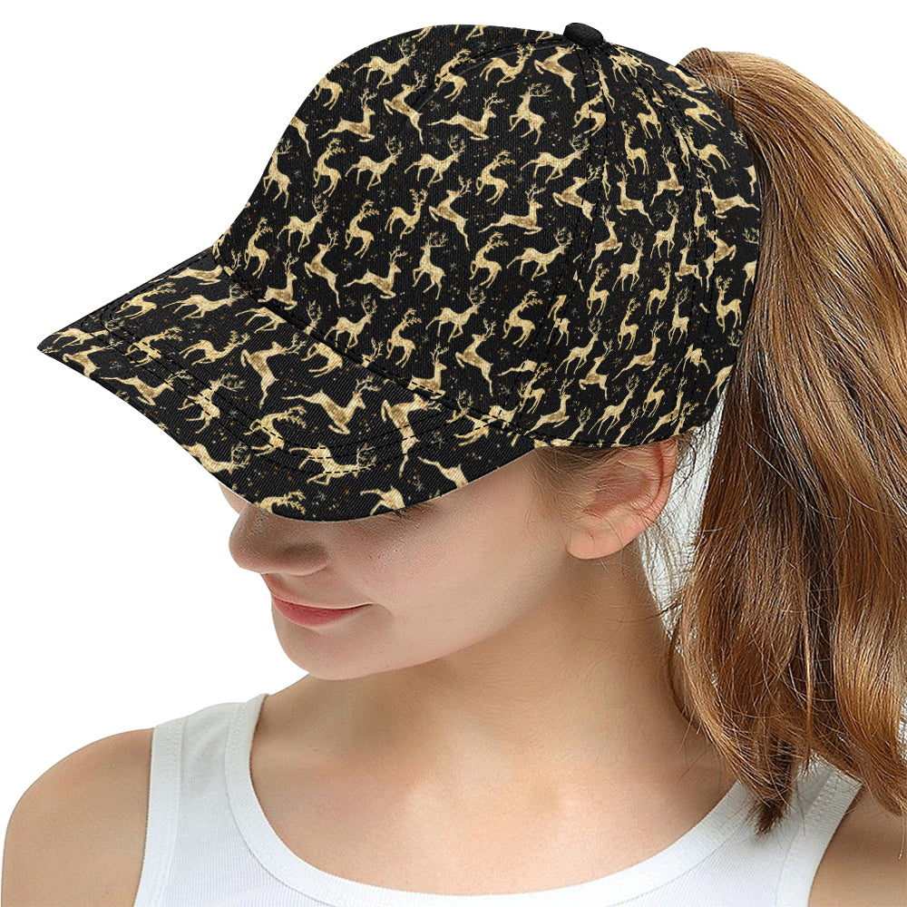 Deer Gold Pattern Snapback Cap
