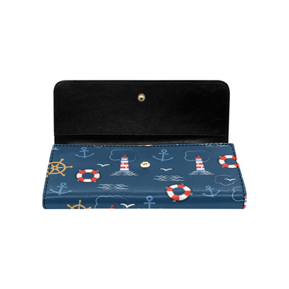 Nautical Pattern Print Design A06 Women's Trifold Wallet