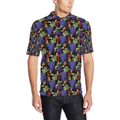 Grape Pattern Print Design GP05 Men Polo Shirt