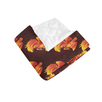 Rooster Pattern Print Design A04 Premium Quilt
