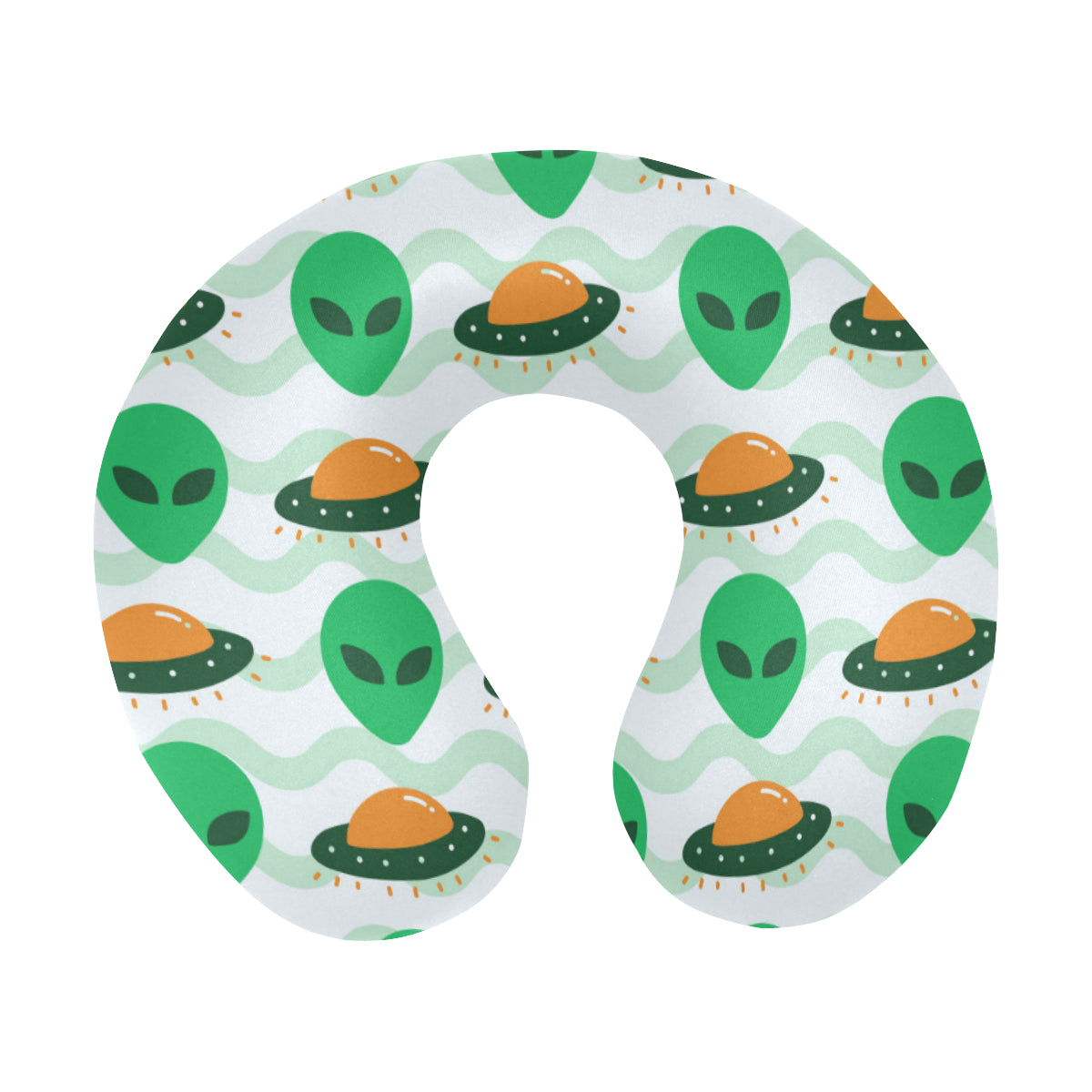 Alien UFO Pattern Print Design 04 U-Shaped Travel Neck Pillow