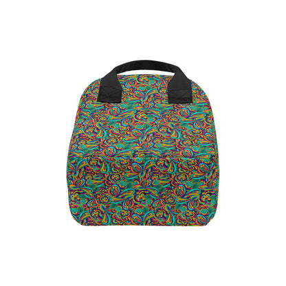Psychedelic Trippy Floral Design Insulated Lunch Bag
