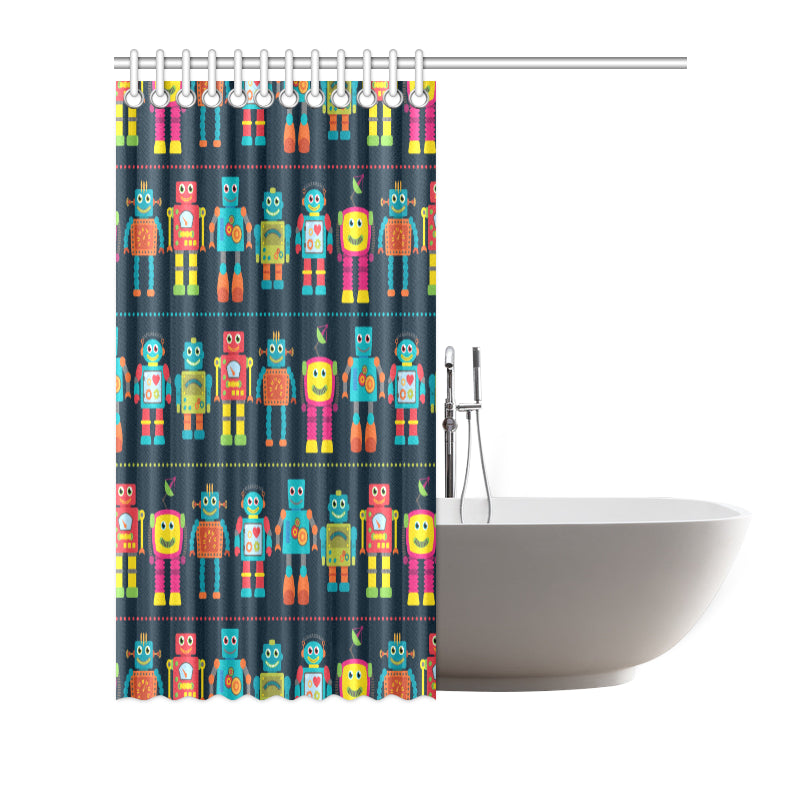 Robot Pattern Print Design A01 Shower Curtain
