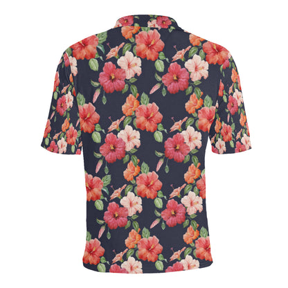 Tropical Flower Pattern Print Design TF020 Men Polo Shirt