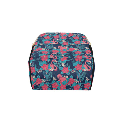 Flamingo Red Hibiscus  Pattern Diaper Bag Backpack