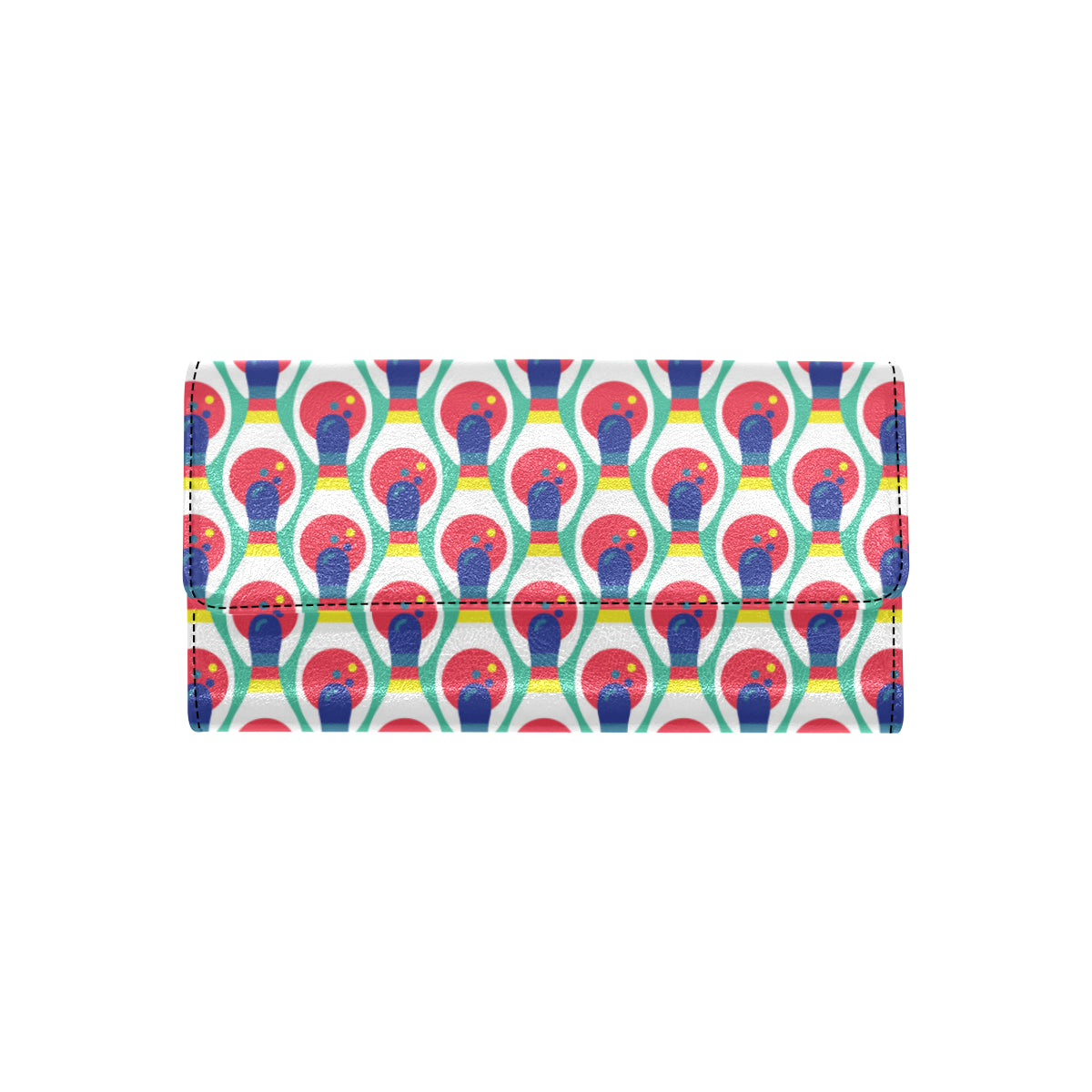 Bowling Pattern Print Design 05 Women's Trifold Wallet