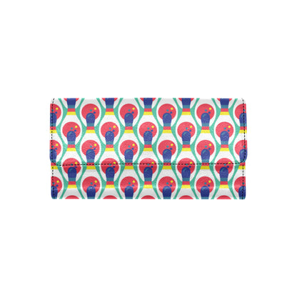 Bowling Pattern Print Design 05 Women's Trifold Wallet