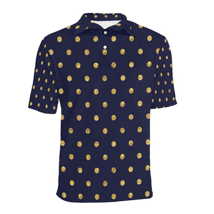 Polka Dot Gold Blue Pattern Print Design 02 Men Polo Shirt