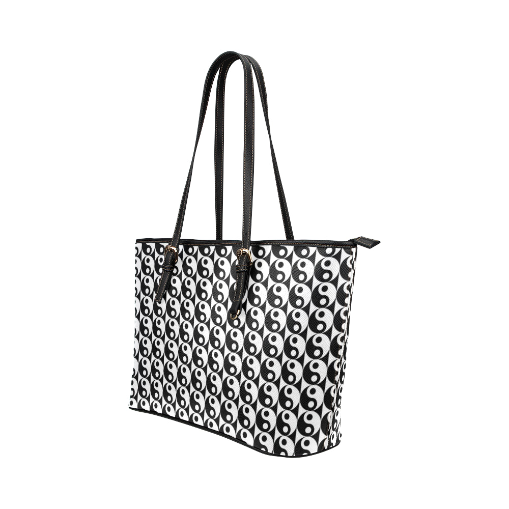 Yin Yang Classic Pattern Design Print Leather Tote Bag