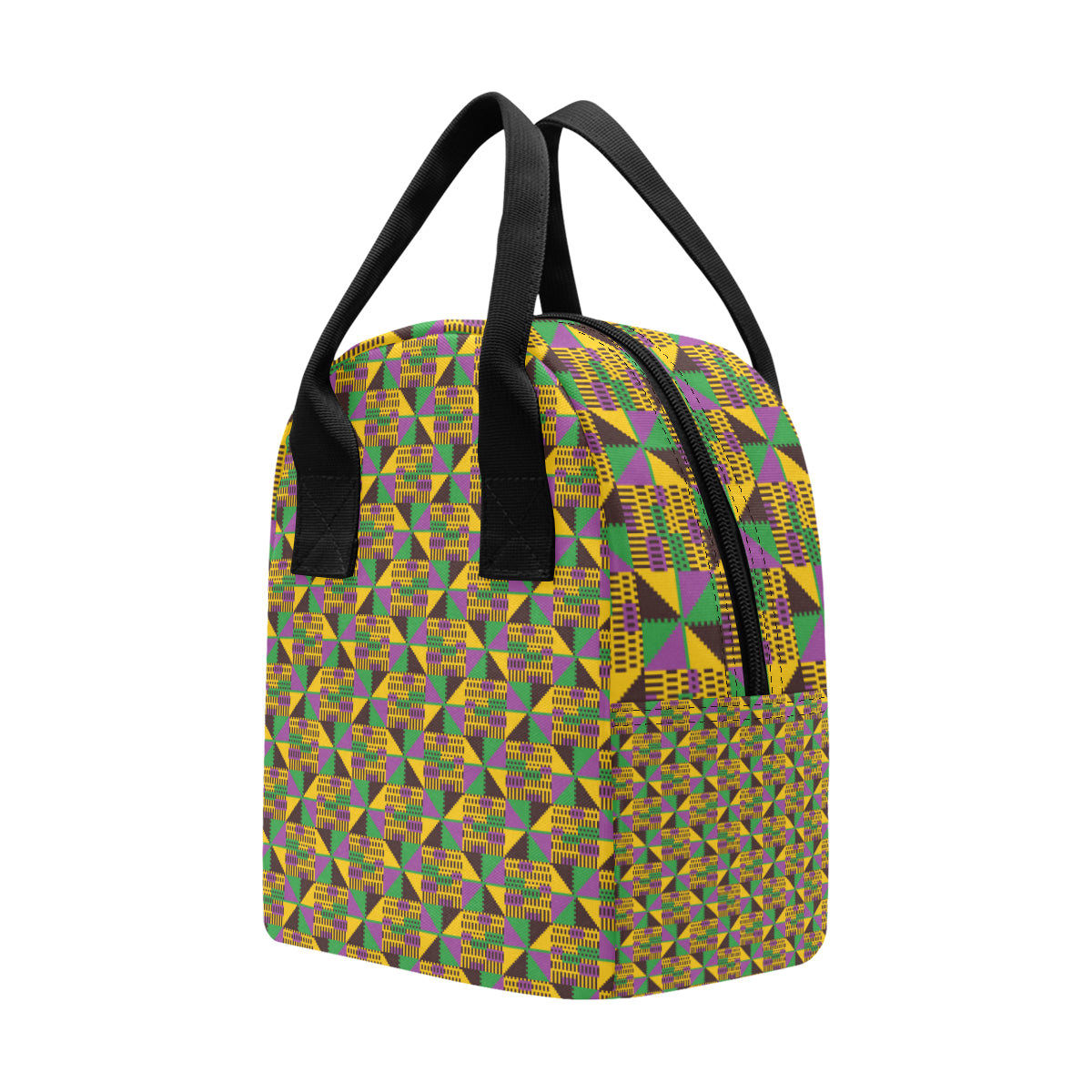 Kente Triangle Design African Print Insulated Lunch Bag