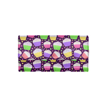 Cupcake Pattern Print Design CP07 Women's Trifold Wallet