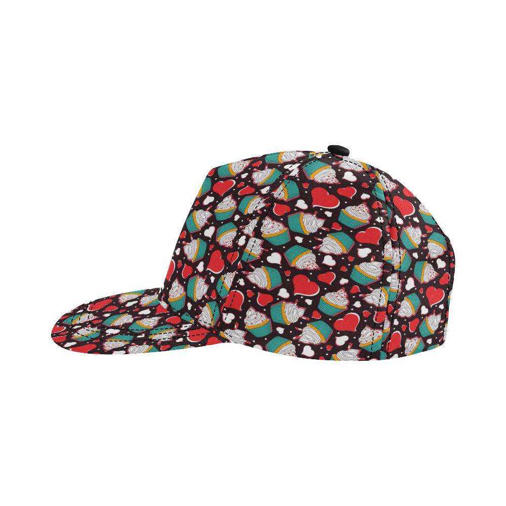 Cupcakes Heart Print Pattern Snapback Cap