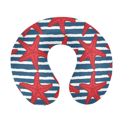 Starfish Red Pattern Print Design 02 U-Shaped Travel Neck Pillow