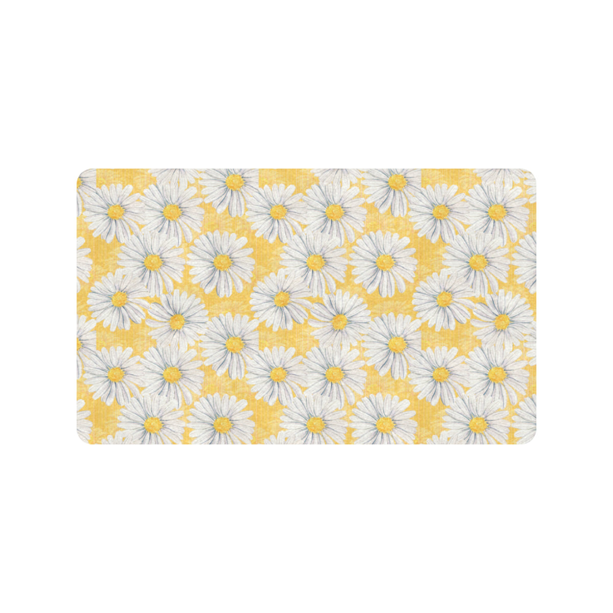 Daisy Yellow Watercolor Print Pattern Rubber Doormat