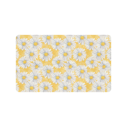 Daisy Yellow Watercolor Print Pattern Rubber Doormat