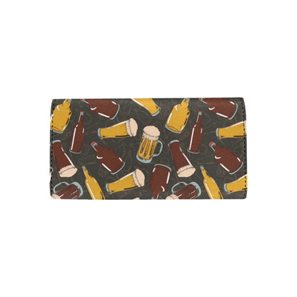 Beer Pattern Print Design 03 Women's Trifold Wallet