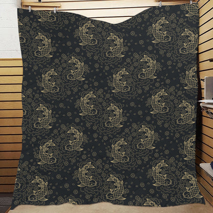 KOI Fish Pattern Print Design 02 Premium Quilt