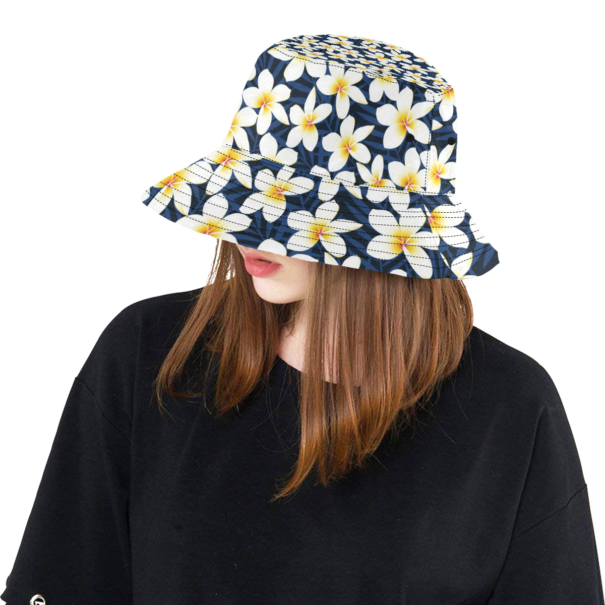Plumeria Pattern Print Design PM026 Unisex Bucket Hat